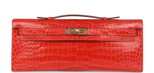Hermes Kelly Cut clutch in glossy crocodile leather