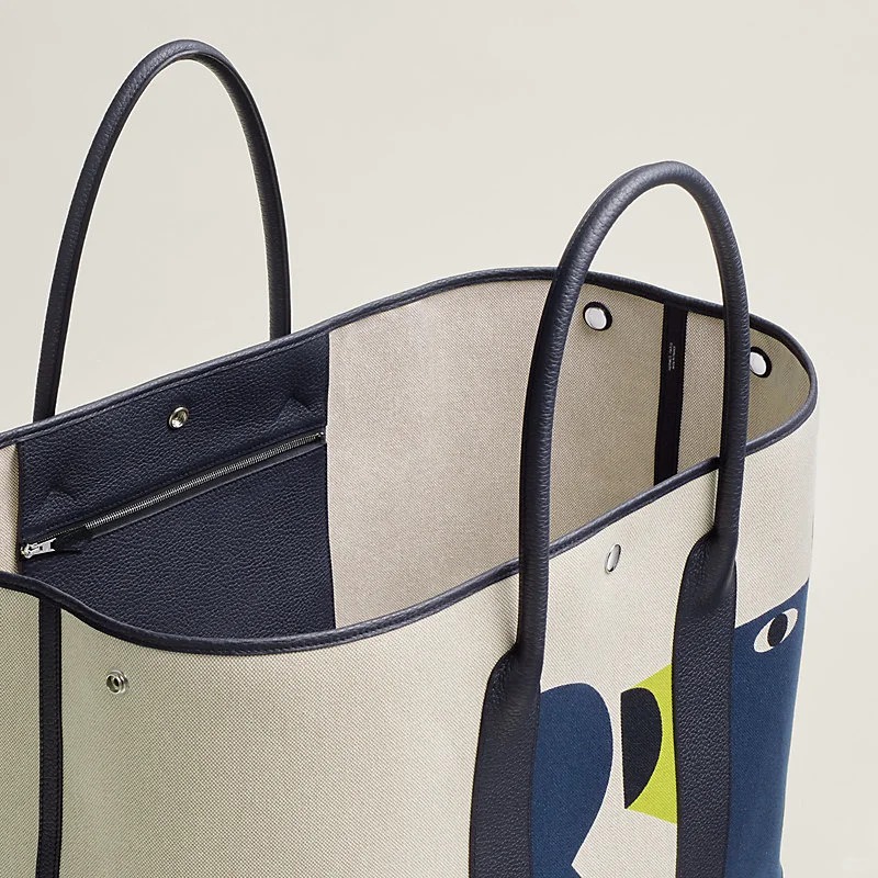 Interior view of the Hermes Garden Party bag, showing the spacious compartment