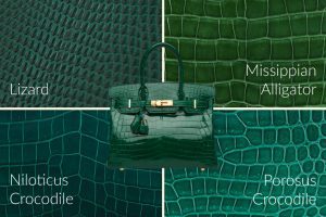 Hermes green bag in Vert Emeraude with exotic leather textures