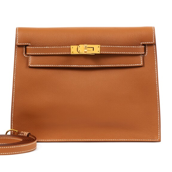 Hermès Kelly Danse bag in Gold Evercolor leather